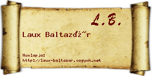 Laux Baltazár névjegykártya